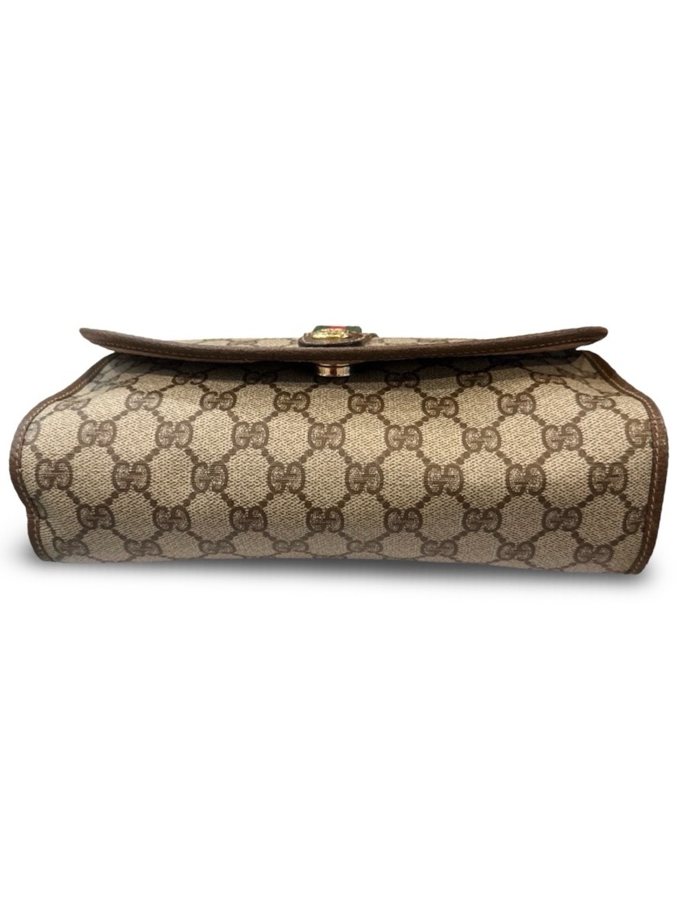Vintage Gucci GG Supreme Monogram Web Clutch Bag Brown Canvas Leather Crossbody - Picture 11 of 14
